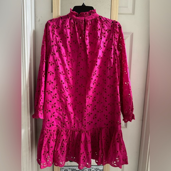J. Crew Hot Pink Eyelet Dress - Picture 2 of 6